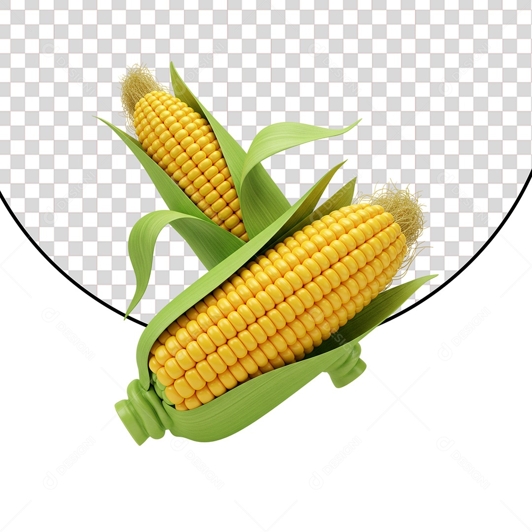 Elemento 3D Millho de Festa Junina para Composição PSD Editável