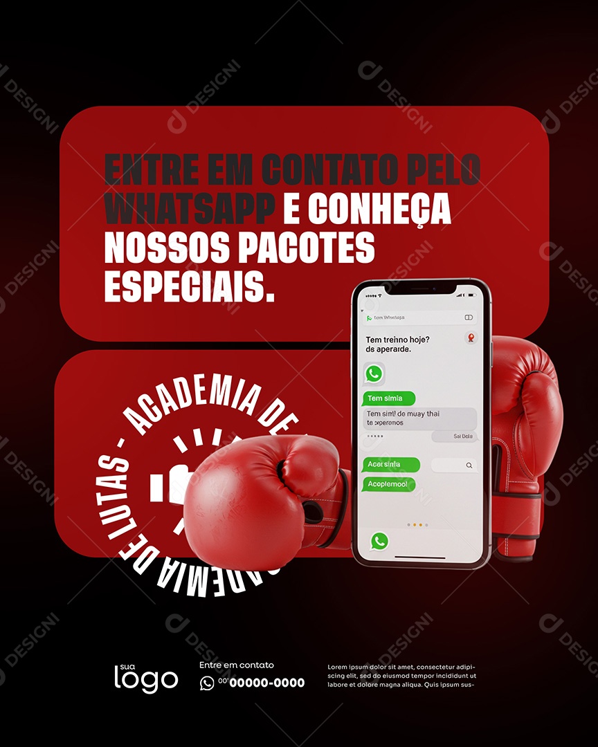 Post Academia de Lutas Entre em Contato Pelo Whatsapp Social Media PSD Editável