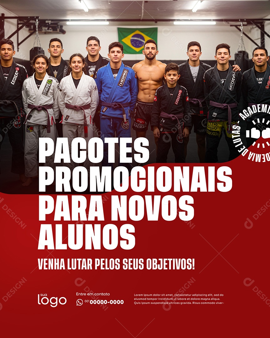 Post Academia de Lutas Pacotes Promocionais para Novos lunos Social Media PSD Editável