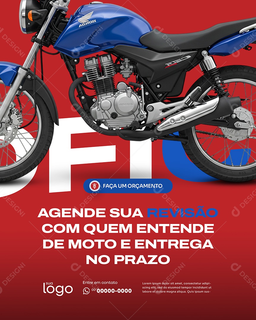 Post Agende sua Revisão Social Media Oficina de Moto PSD Editável