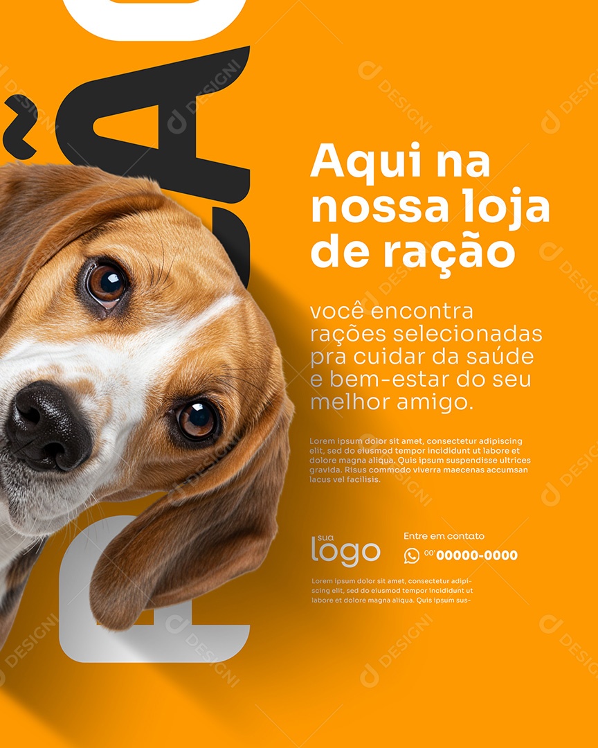 Post Aqui na Nossa loja de Ração Social Media Ração para Pet PSD Editável