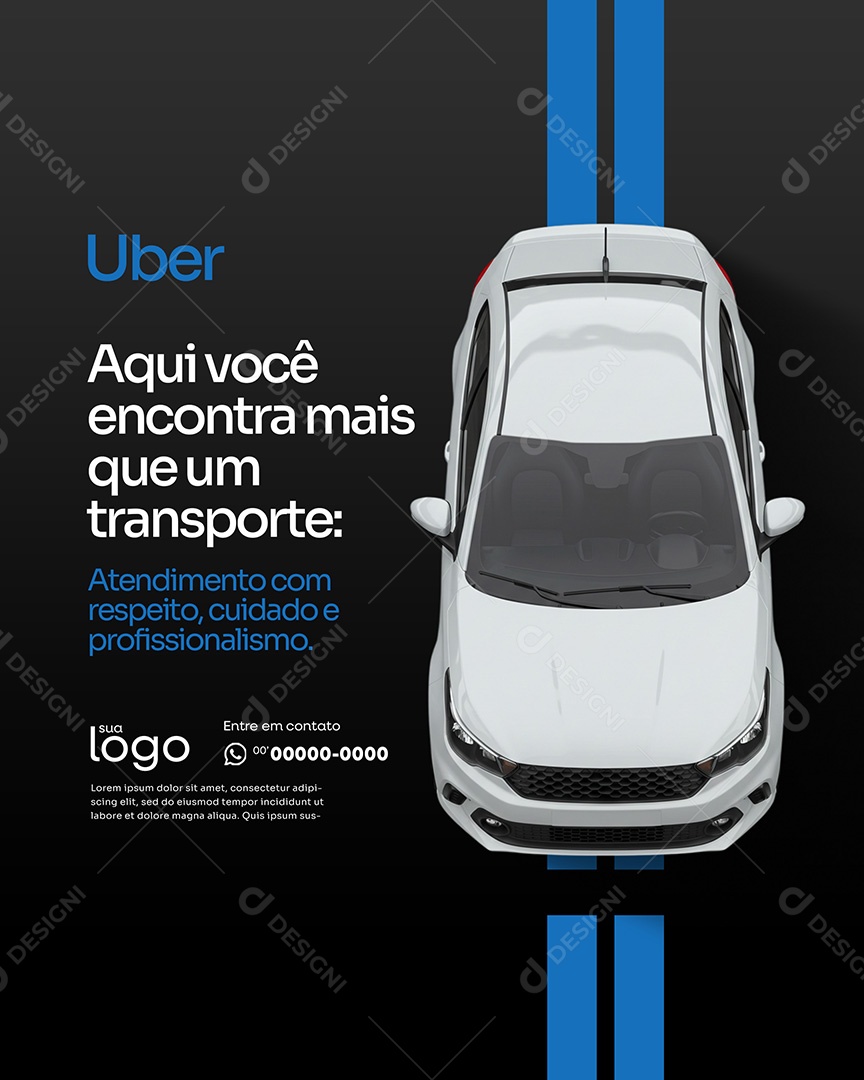 Post Aqui Você Encontra Social Media Motorista de Uber PSD Editável