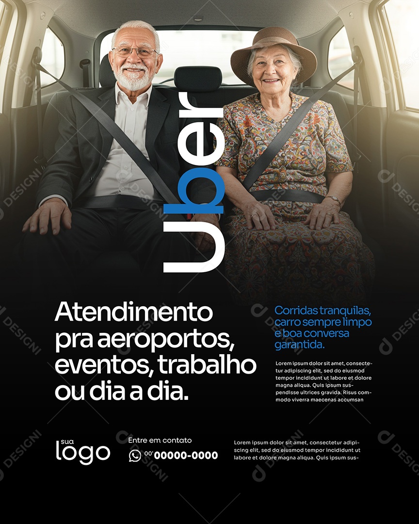 Post Atendimento pra Aeroportos Social Media Motorista de Uber PSD Editável