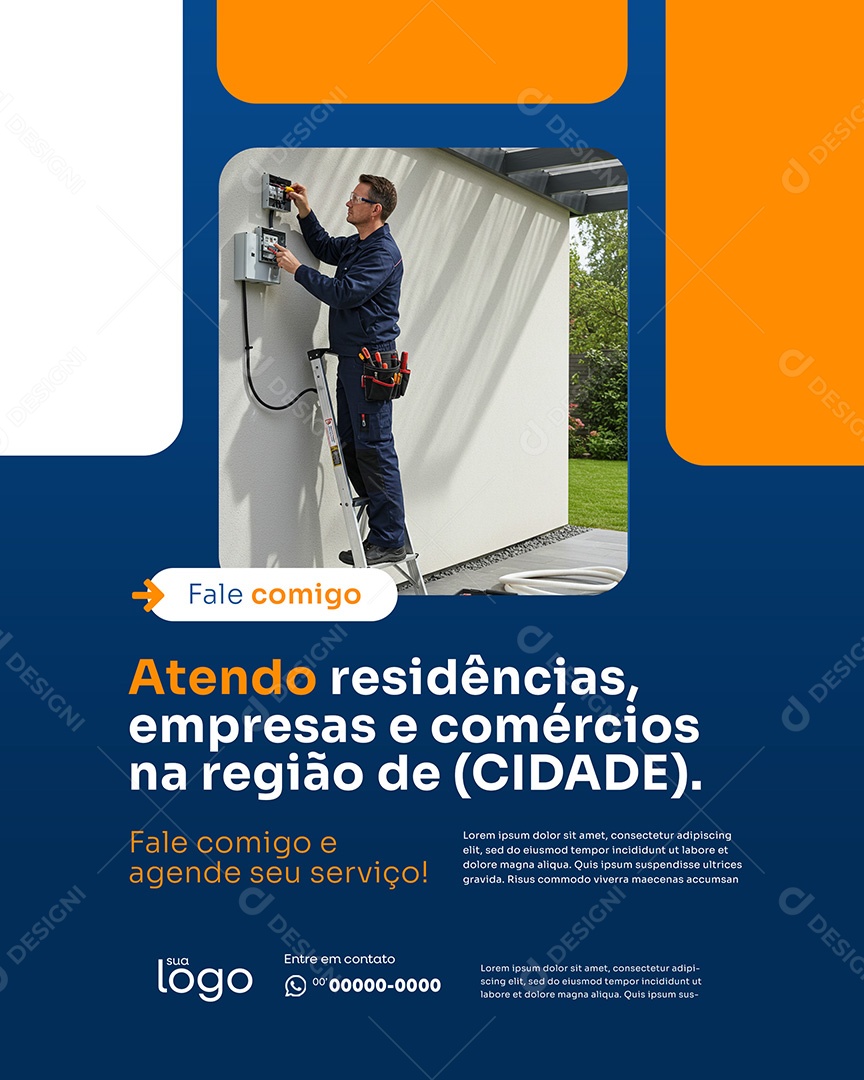 Post Atendo Social Media Eletricista PSD Editável