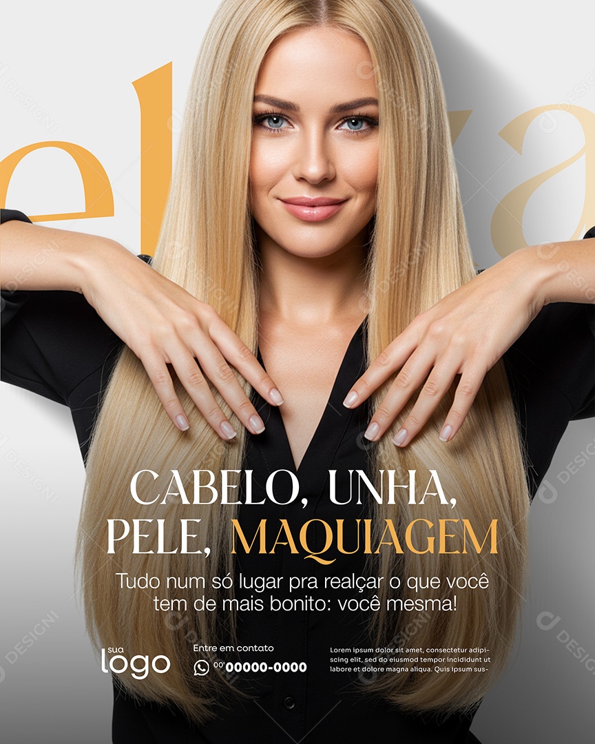 Post Cabelo Unha Pele Social Media Salão de Beleza PSD Editável