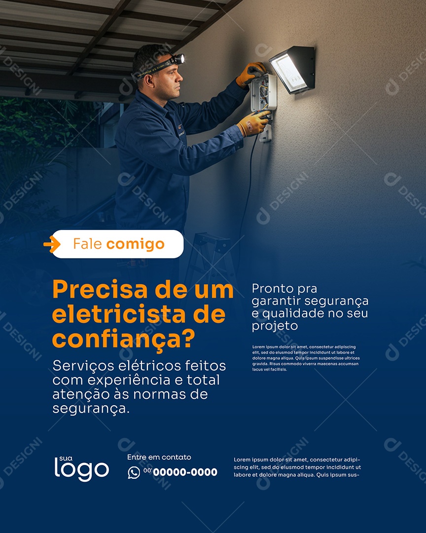 Post Eletricista Precisa de um Eletricista Social Media PSD Editável
