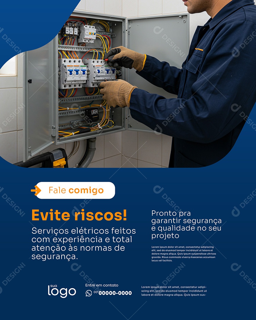 Post Evite Riscos Social Media Eletricista PSD Editável