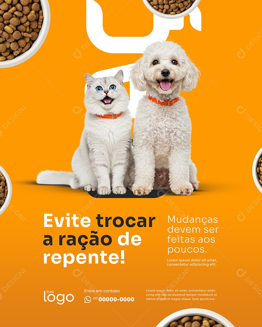 Post Evite Trocar a Ração Social Media Ração para Pet PSD Editável