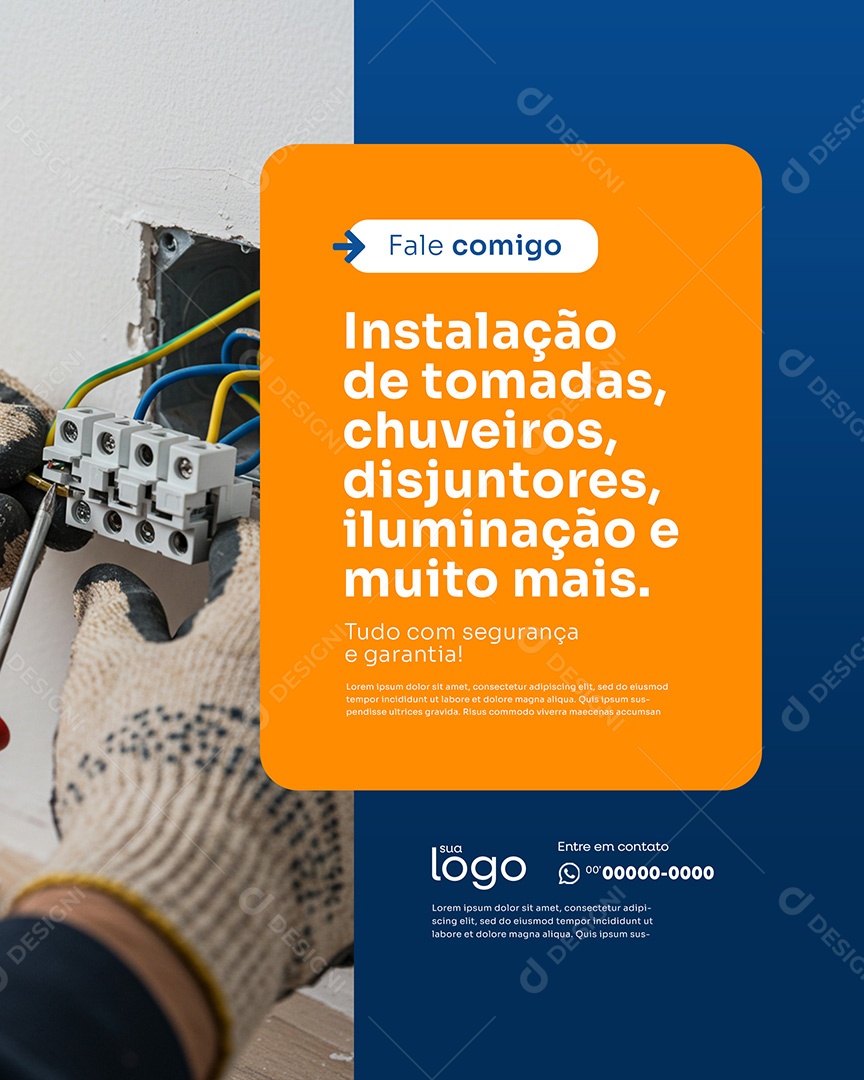 Post Fale Comigo Social Media Eletricista PSD Editável