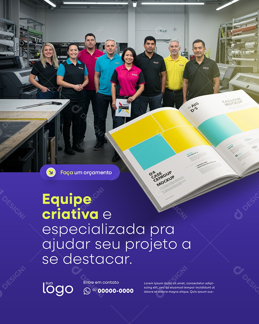 Post Gráfica Equipe Criativa Social Media PSD Editável