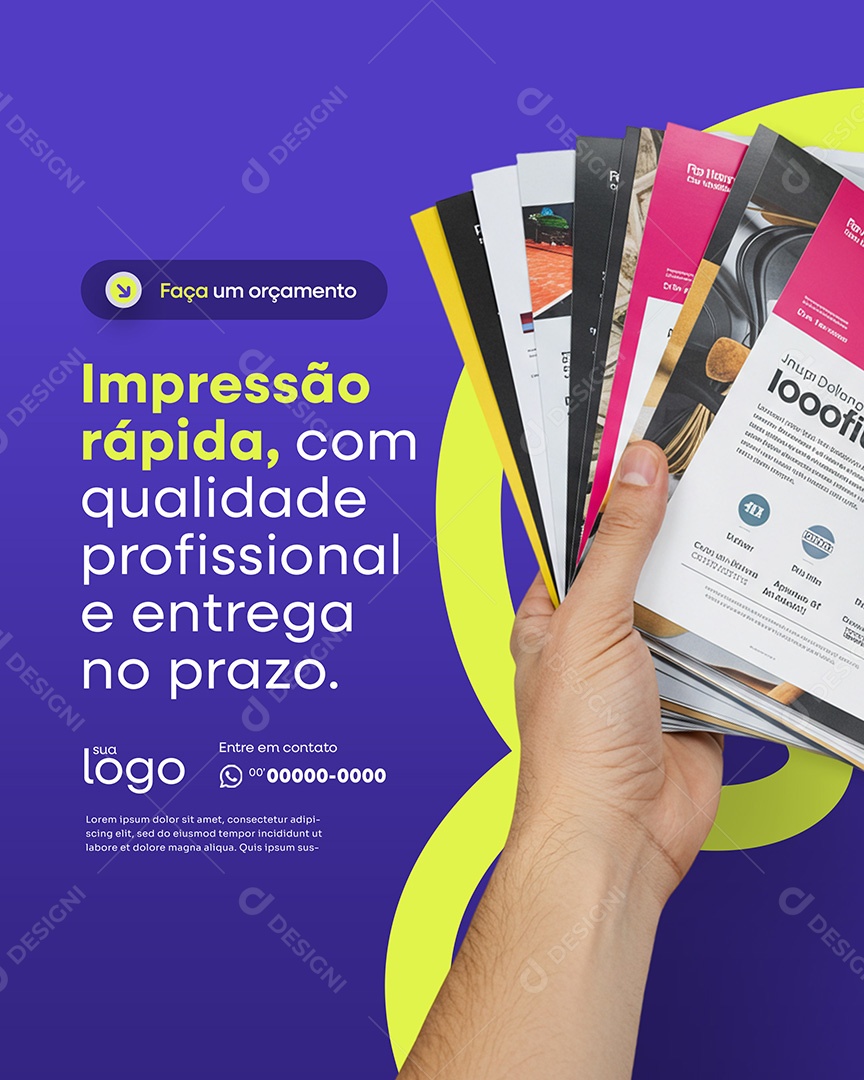 Post Gráfica Impressão Rápida Social Media PSD Editável