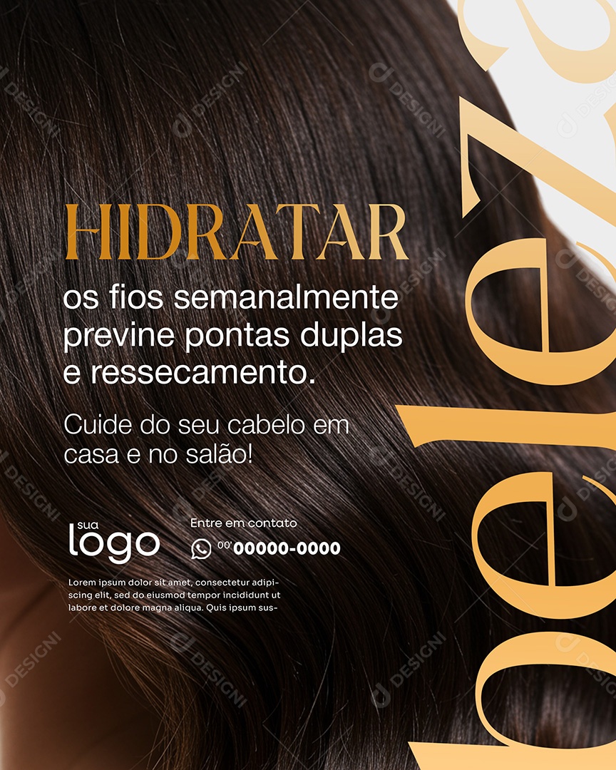 Post Hidratar Social Media Salão de Beleza PSD Editável
