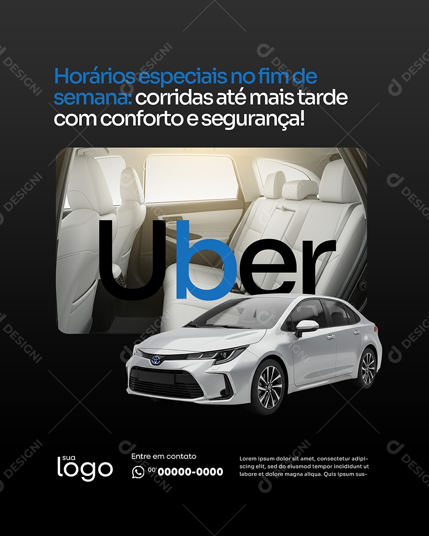 Post Horários Especiais no Fim de Semana Social Media Motorista de Uber PSD Editável