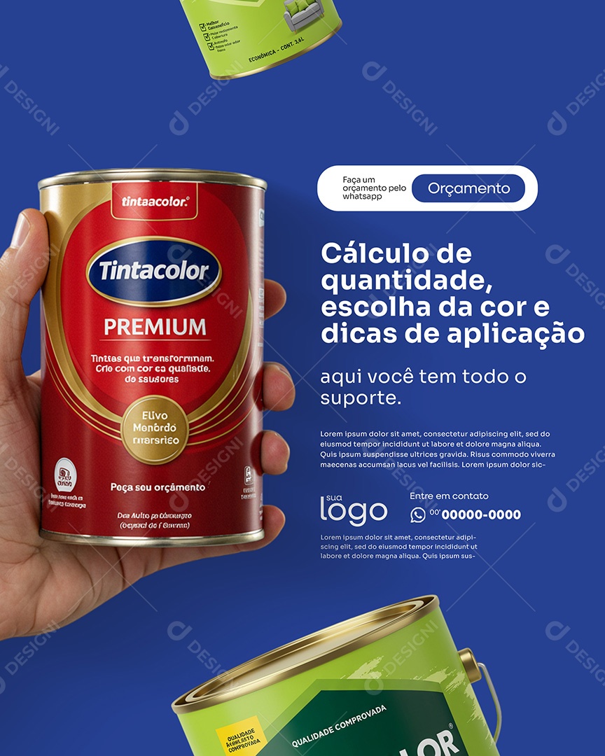 Post Loja de Tintas Cálculo de Quantidade Social Media PSD Editável