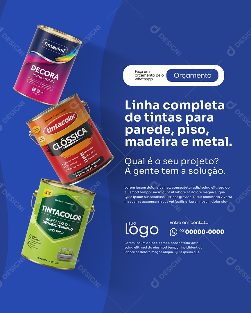 Post Loja de Tintas Linha Completa de Tintas Social Media PSD Editável