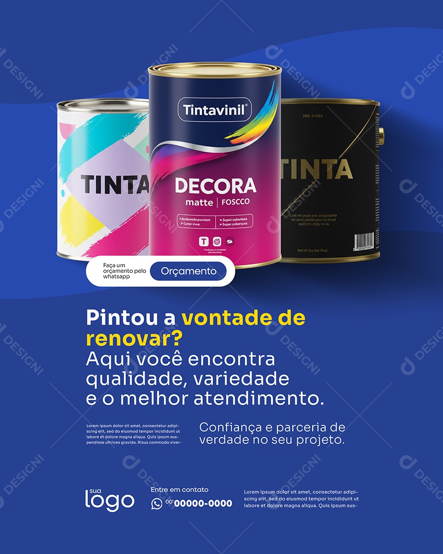 Post Loja de Tintas Pintou a Vontade de Renovar Social Media PSD Editável