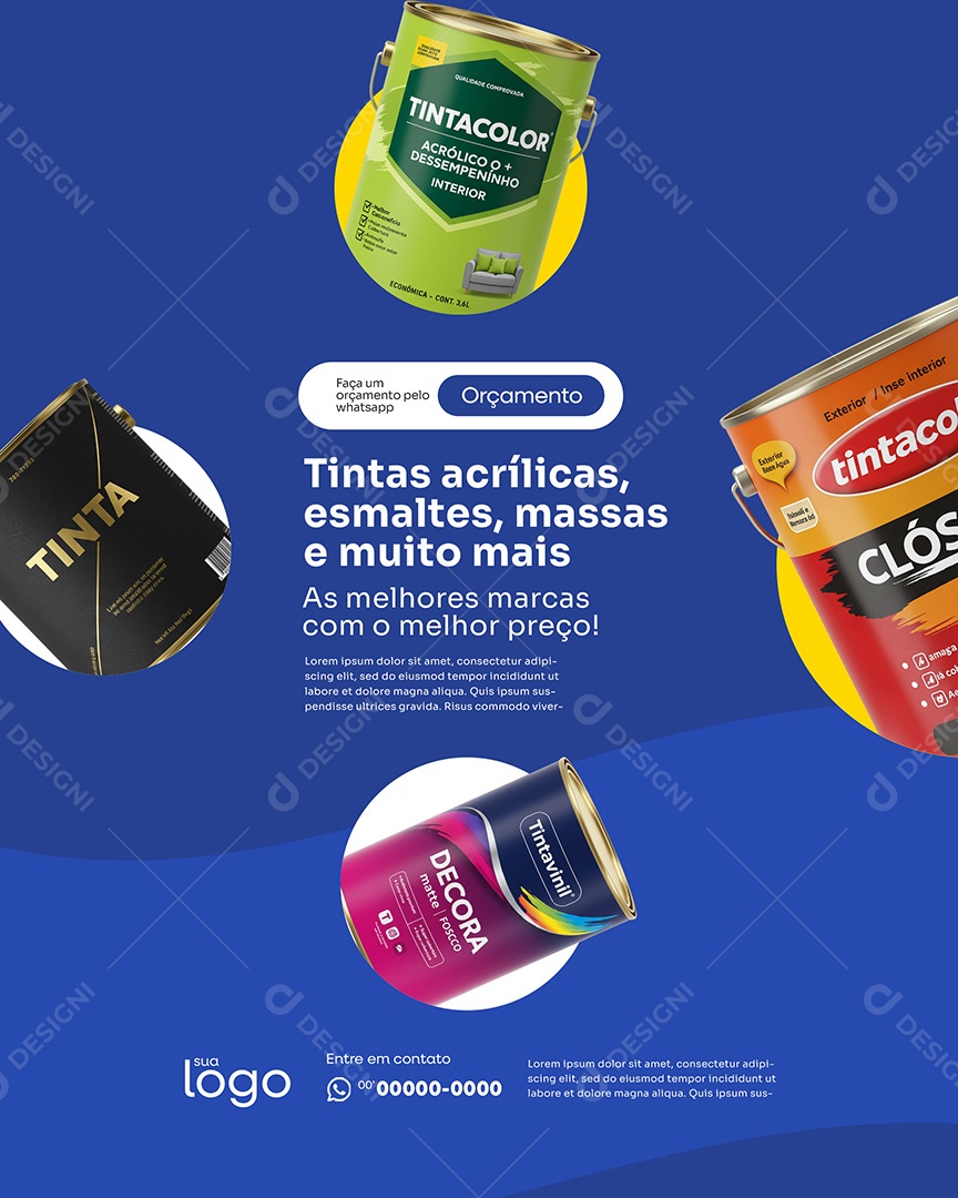 Post Loja de Tintas Tintas Acrílias Social Media PSD Editável