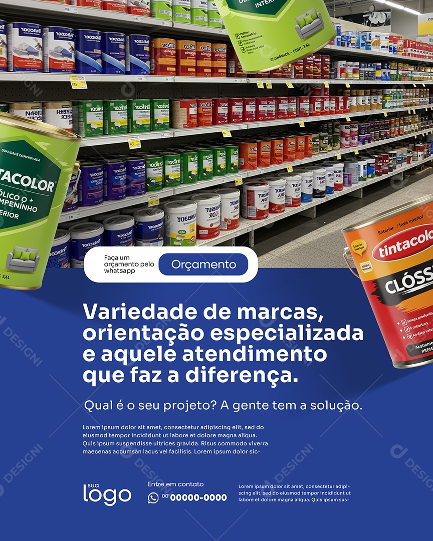 Post Loja de Tintas Variedade de Marcas Social Media PSD Editável