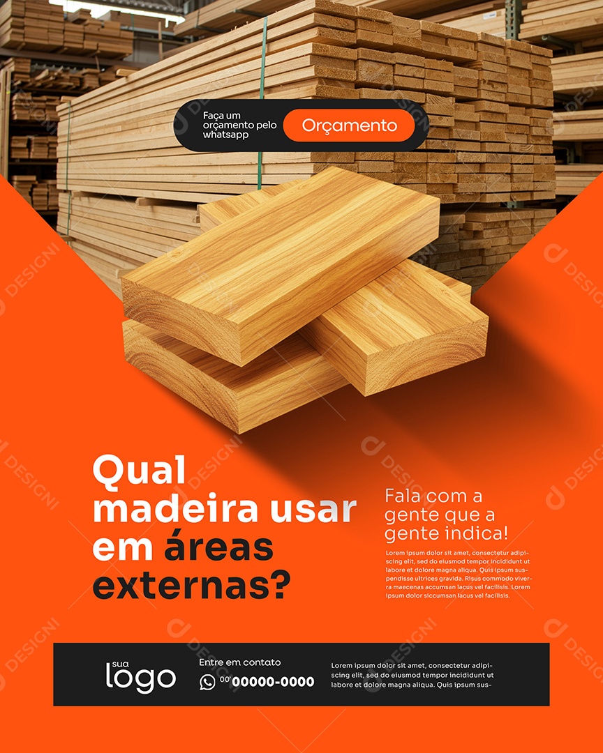 Post Madeireira Qual Madeira Usar em Áreas Externas Social Media PSD Editável