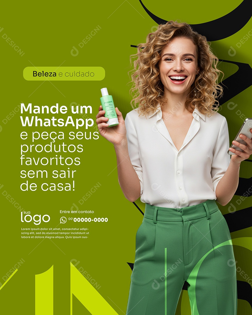 Post Mande um Whatsapp Social Media Beleza e Cosméticos PSD Editável