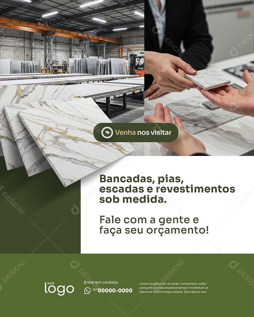 Post Marmoraria Bancadas Pias Escadas e Revestimentos sob Medida Social Media PSD Editável