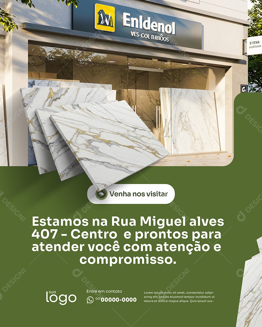 Post Marmoraria Estamos na Rua Miguel Alves Social Media PSD Editável