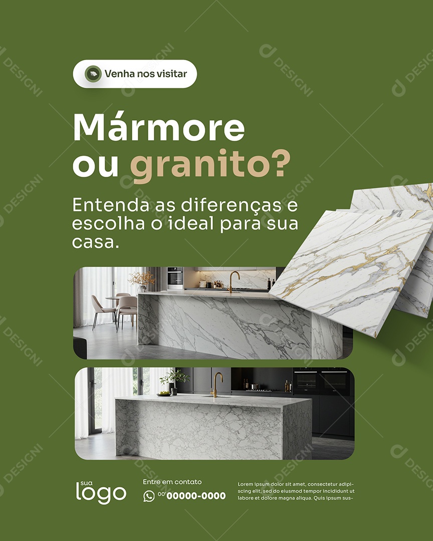 Post Marmoraria Mármore ou Granito Social Media PSD Editável