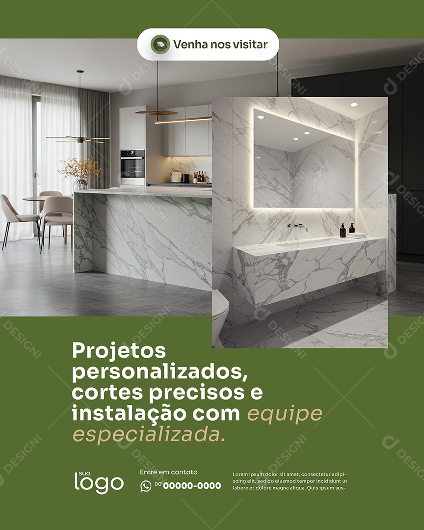 Post Marmoraria Projetos Personalizados Social Media PSD Editável