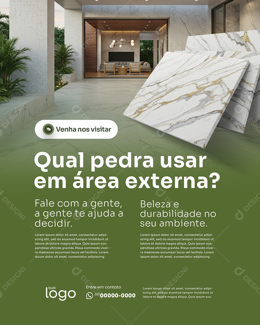 Post Marmoraria Qual PEdra Usar em Área Externa Social Media PSD Editável