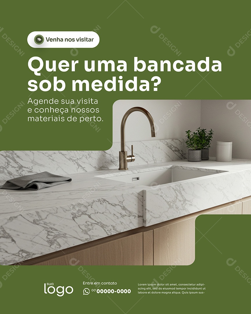Post Marmoraria Quer uma Bancada sob Medida Social Media PSD Editável