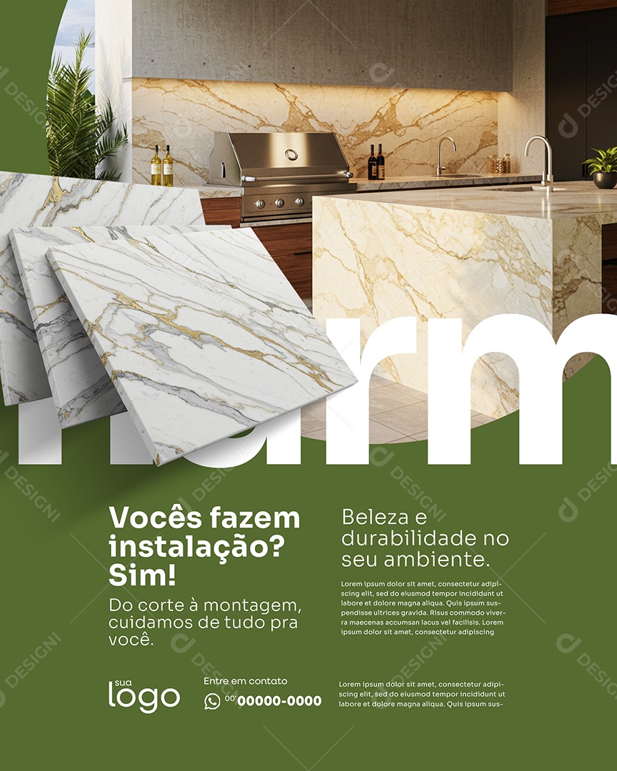Post Marmoraria Você Fazem Instalação Social Media PSD Editável