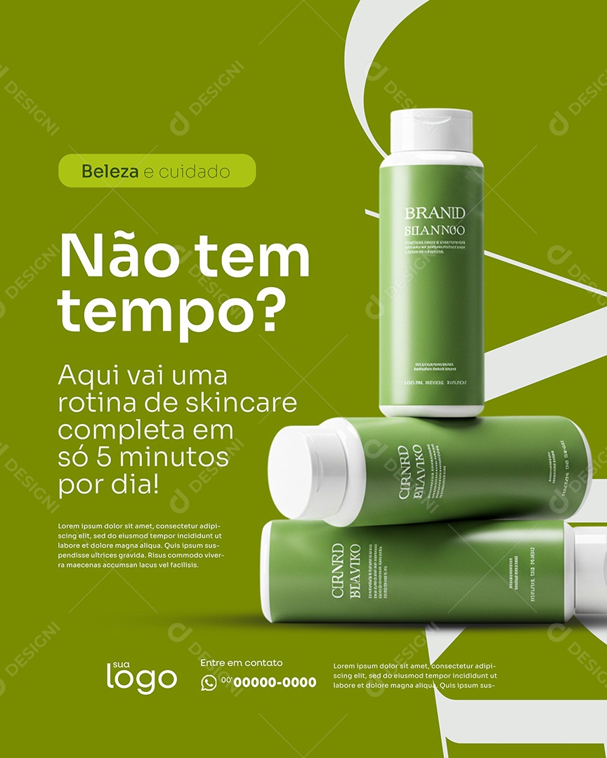 Post Não tem Tempo Social Media Beleza e Cosméticos PSD Editável