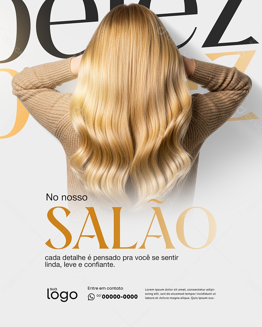 Post No Nosso Salão Social Media Salão de Beleza PSD Editável