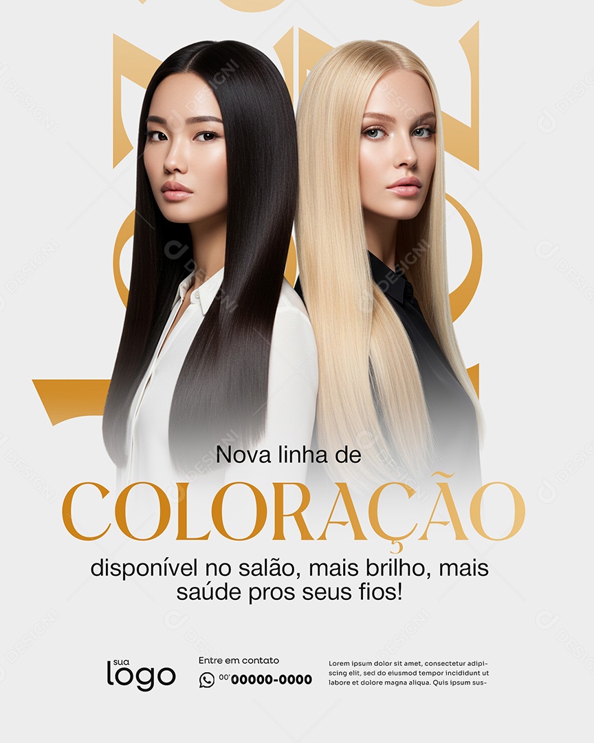 Post Nova Linha de Coloração Social Media Salão de Beleza PSD Editável