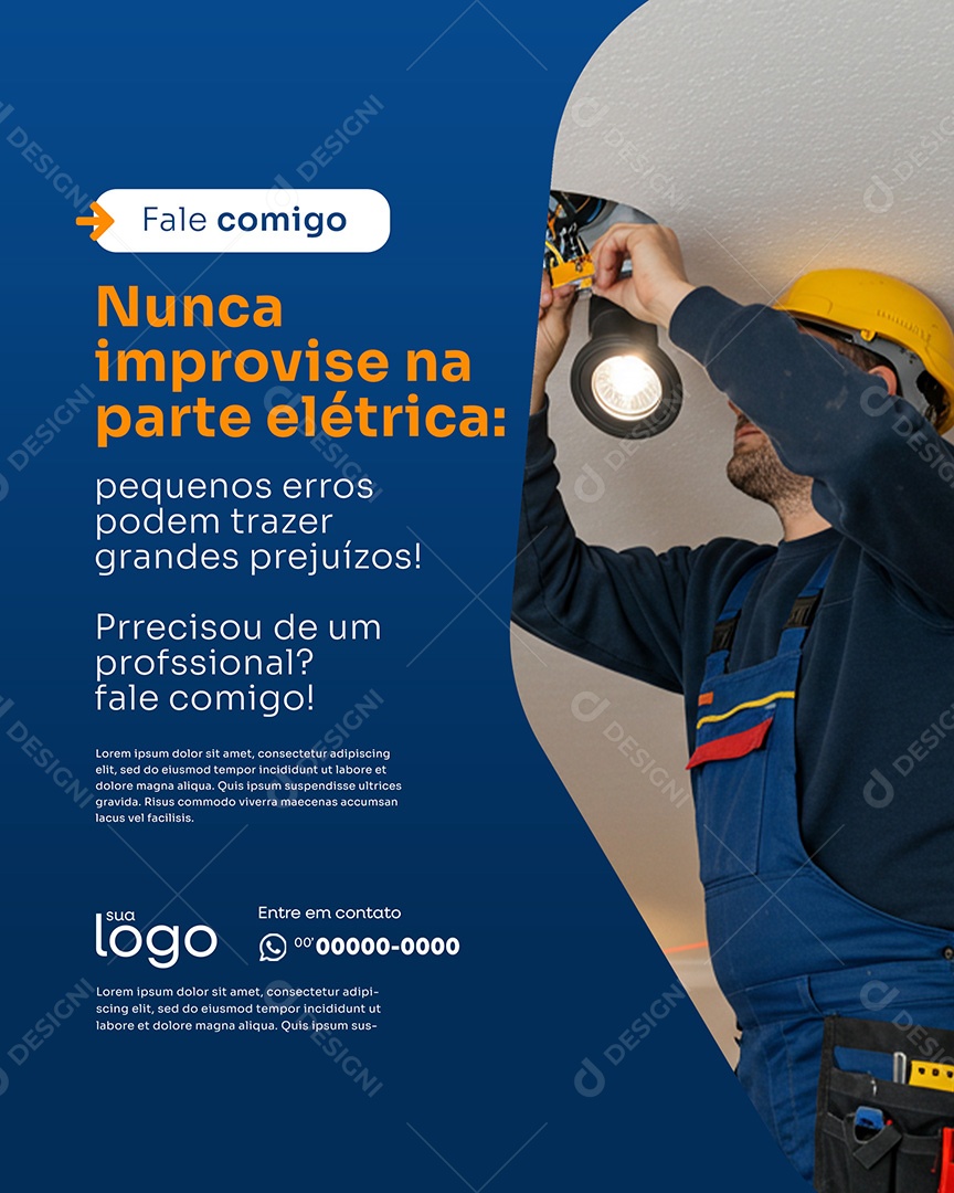 Post Nunca Improvise na Parte Elétrica Social Media Eletricista PSD Editável