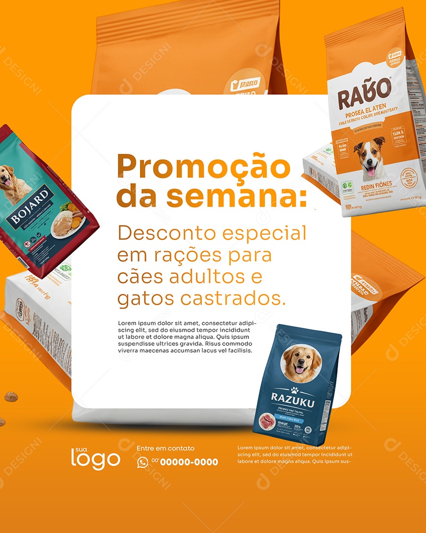 Post Promoção da Semana Social Media Ração para Pet PSD Editável