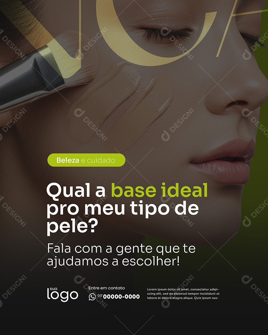 Post Qual a Base Ideal Social Media Beleza e Cosméticos PSD Editável