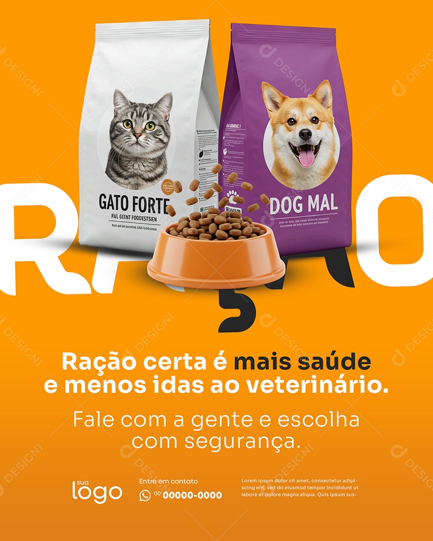 Post Ração certa é Mais Saúde Social Media Ração para Pet PSD Editável