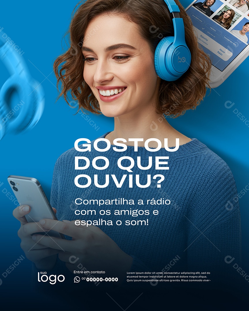 Post Rádio Gostou do Que Ouviu Social Media PSD Editável