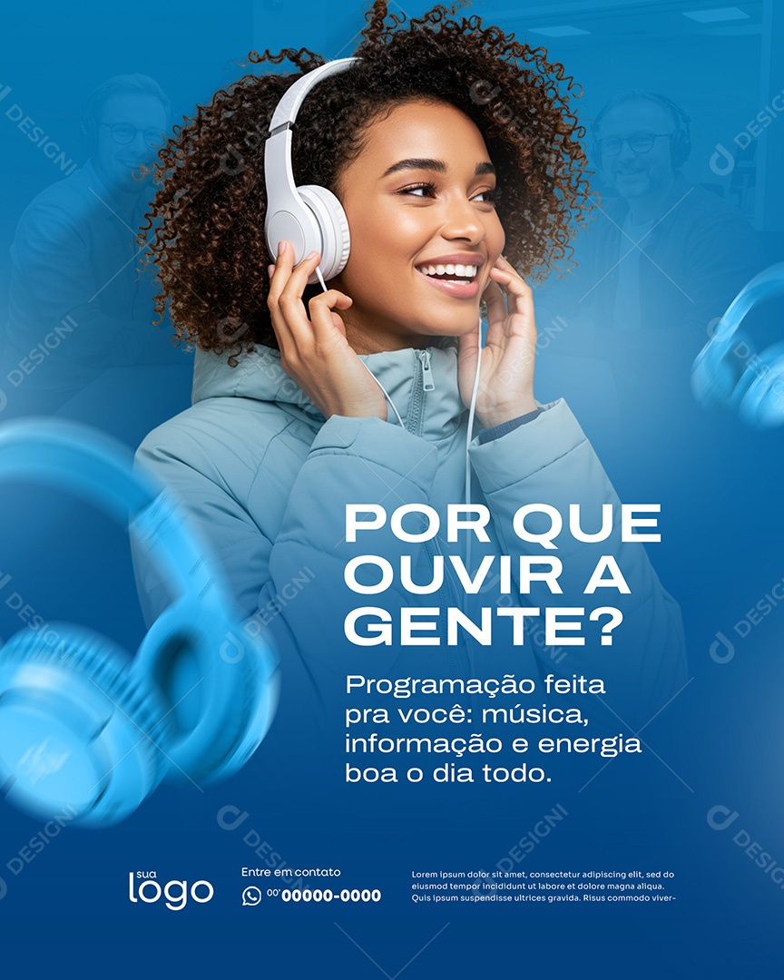 Post Rádio Por que Ouvir a Gente Social Media PSD Editável