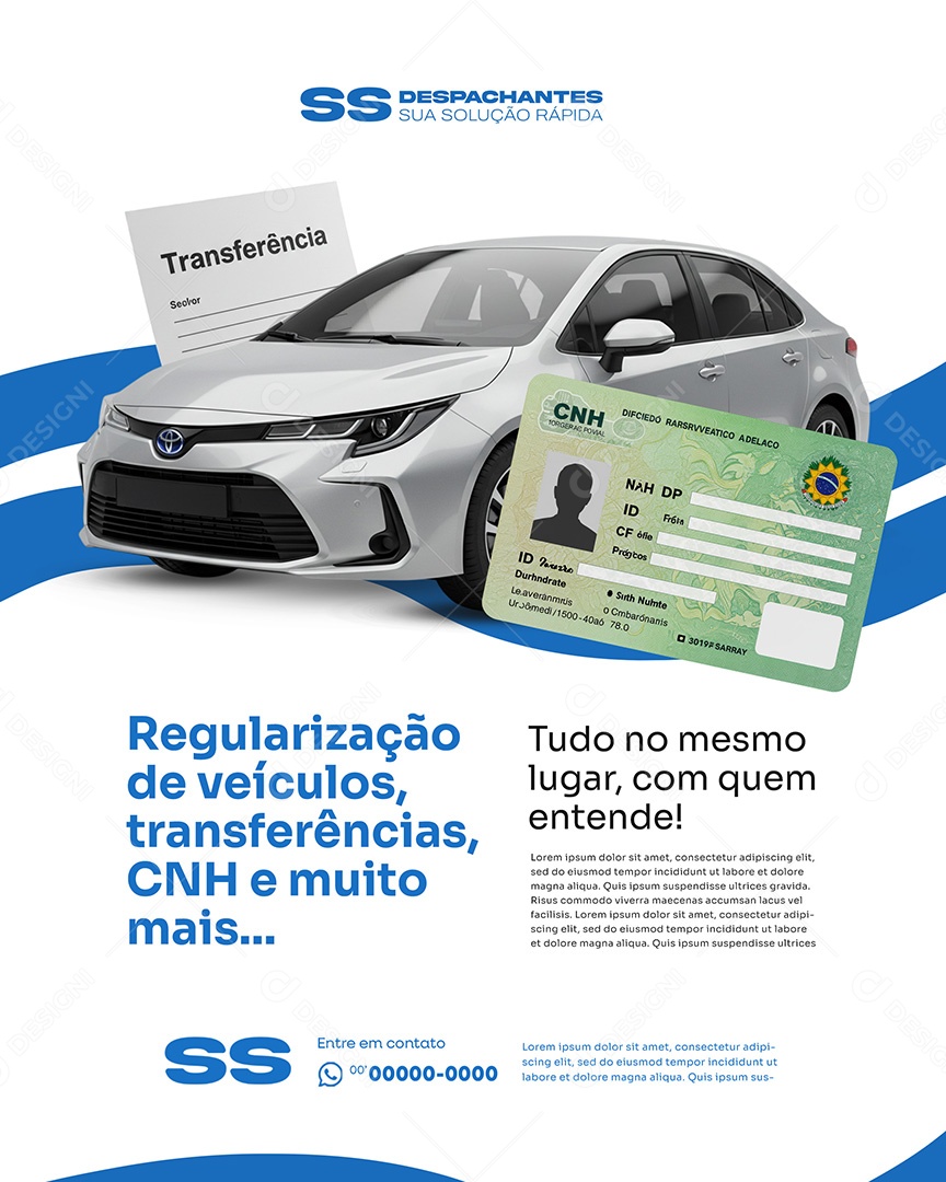 Post Regularização de Veículos Social Media Despachante PSD Editável