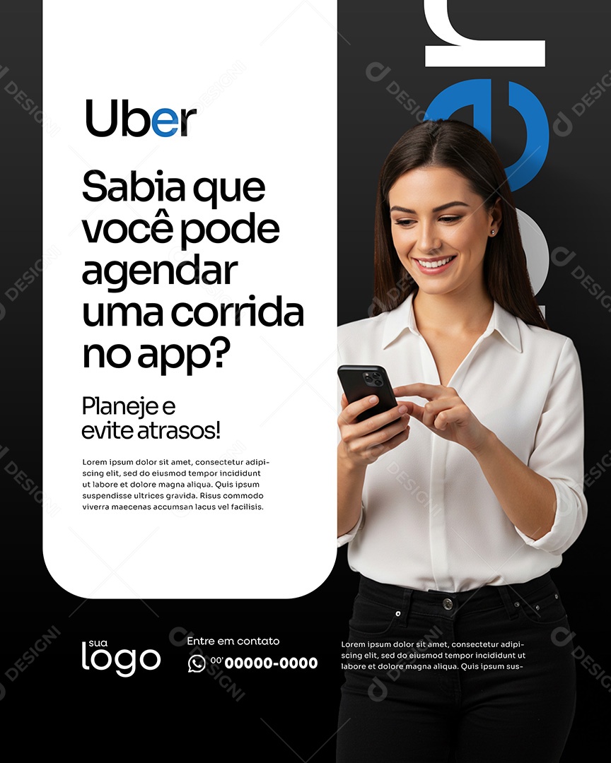 Post Sabia que Você Pode Agendar Social Media Motorista de Uber PSD Editável