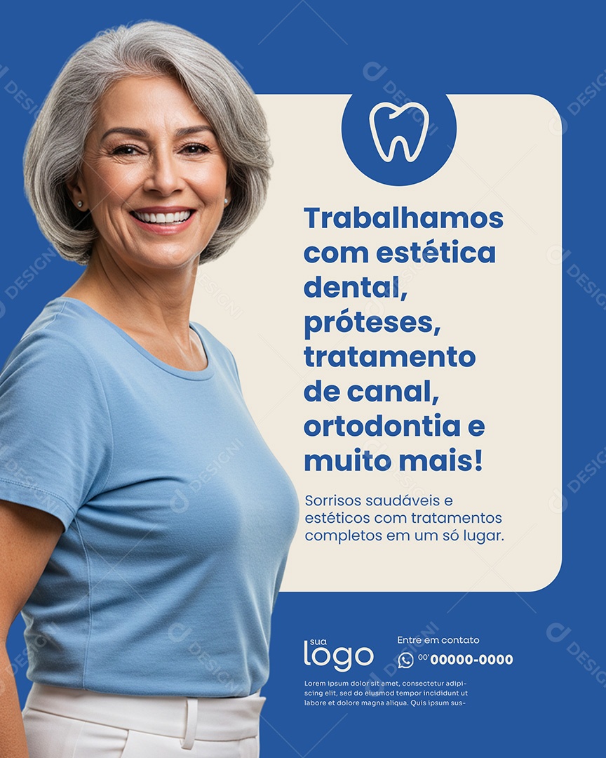 Post Trabalhamos com Estética Dental Social Media Dentista PSD Editável