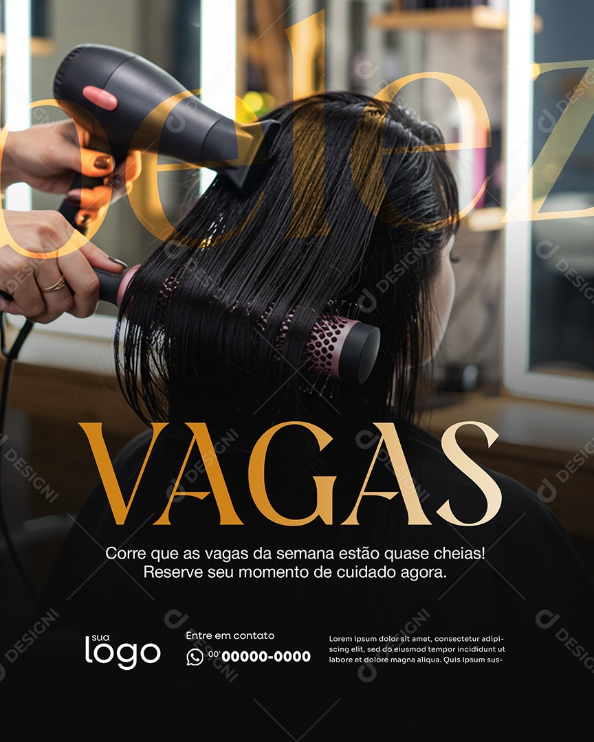 Post Vagas Social Media Salão de Beleza PSD Editável