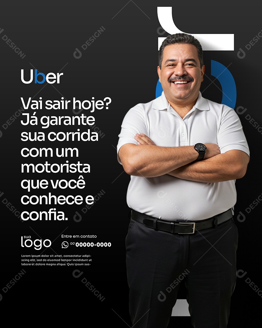 Post Vai sair Hoje Social Media Motorista de Uber PSD Editável