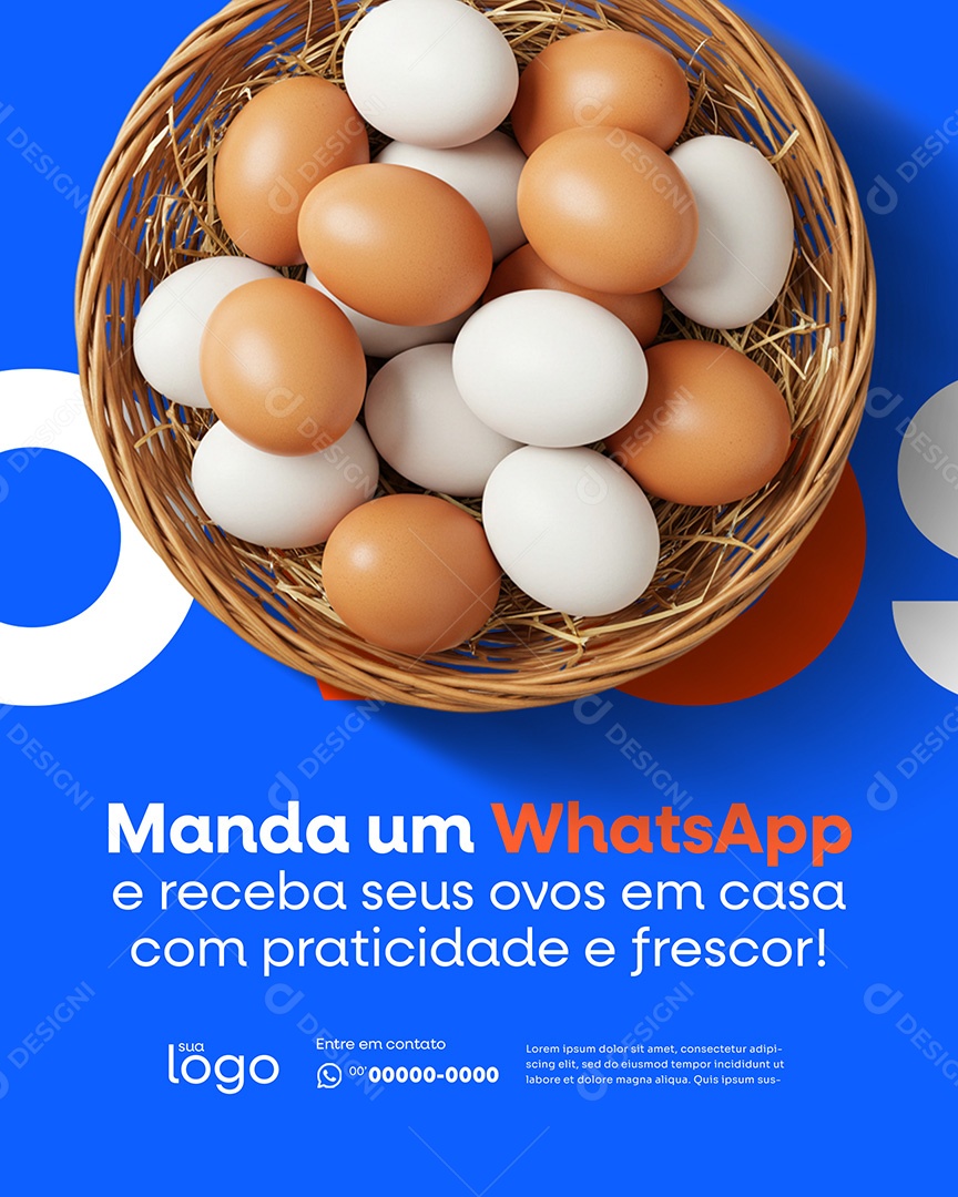 Post Venda de Ovos Manda um Whatsapp Social Media PSD Editável