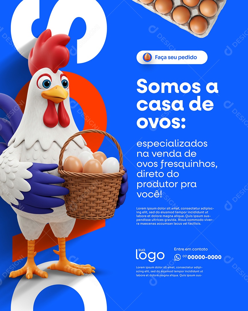 Post Venda de Ovos Somos a Casa de Ovos Social Media PSD Editável