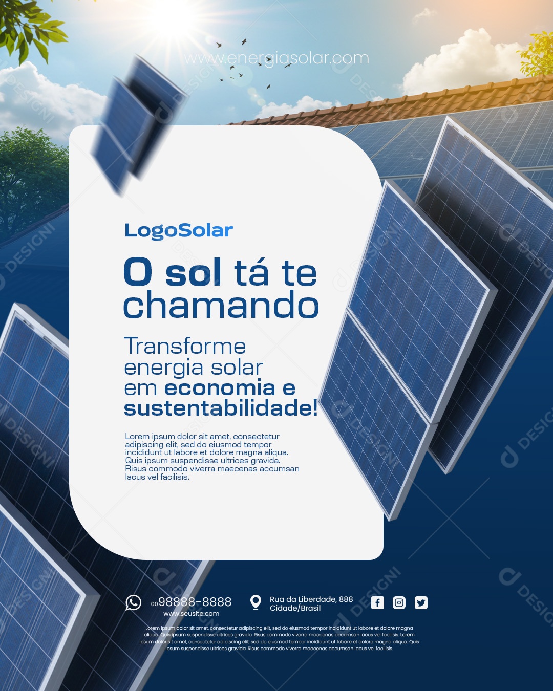 Energia Solar Mais Energia para Bombear Social Media PSD Editável