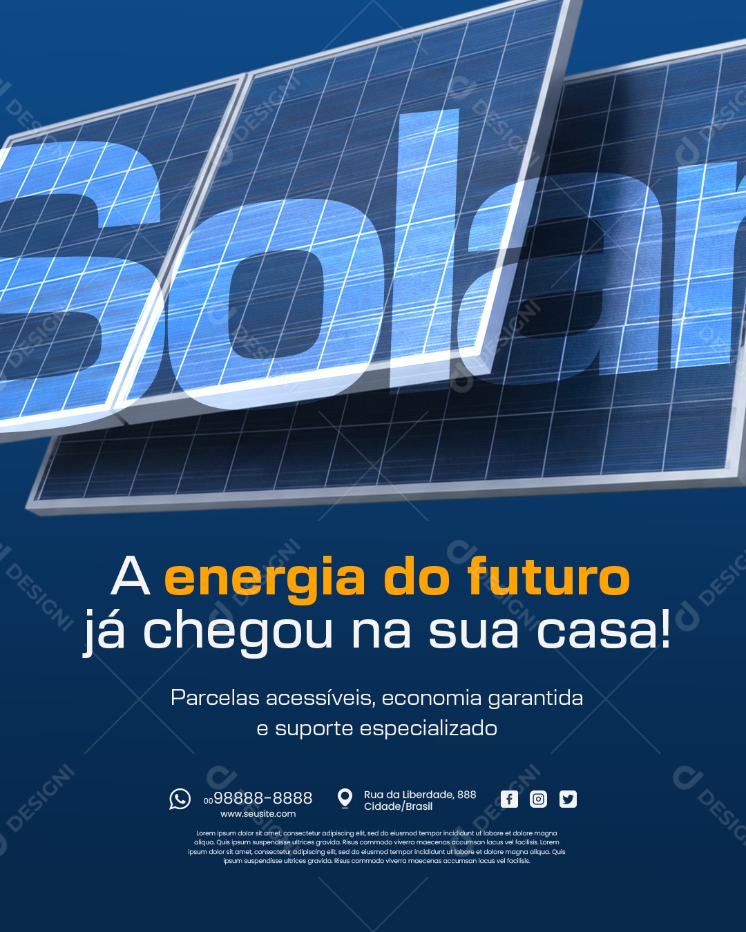 Energia Solar Mais Energia para Bombear Social Media PSD Editável