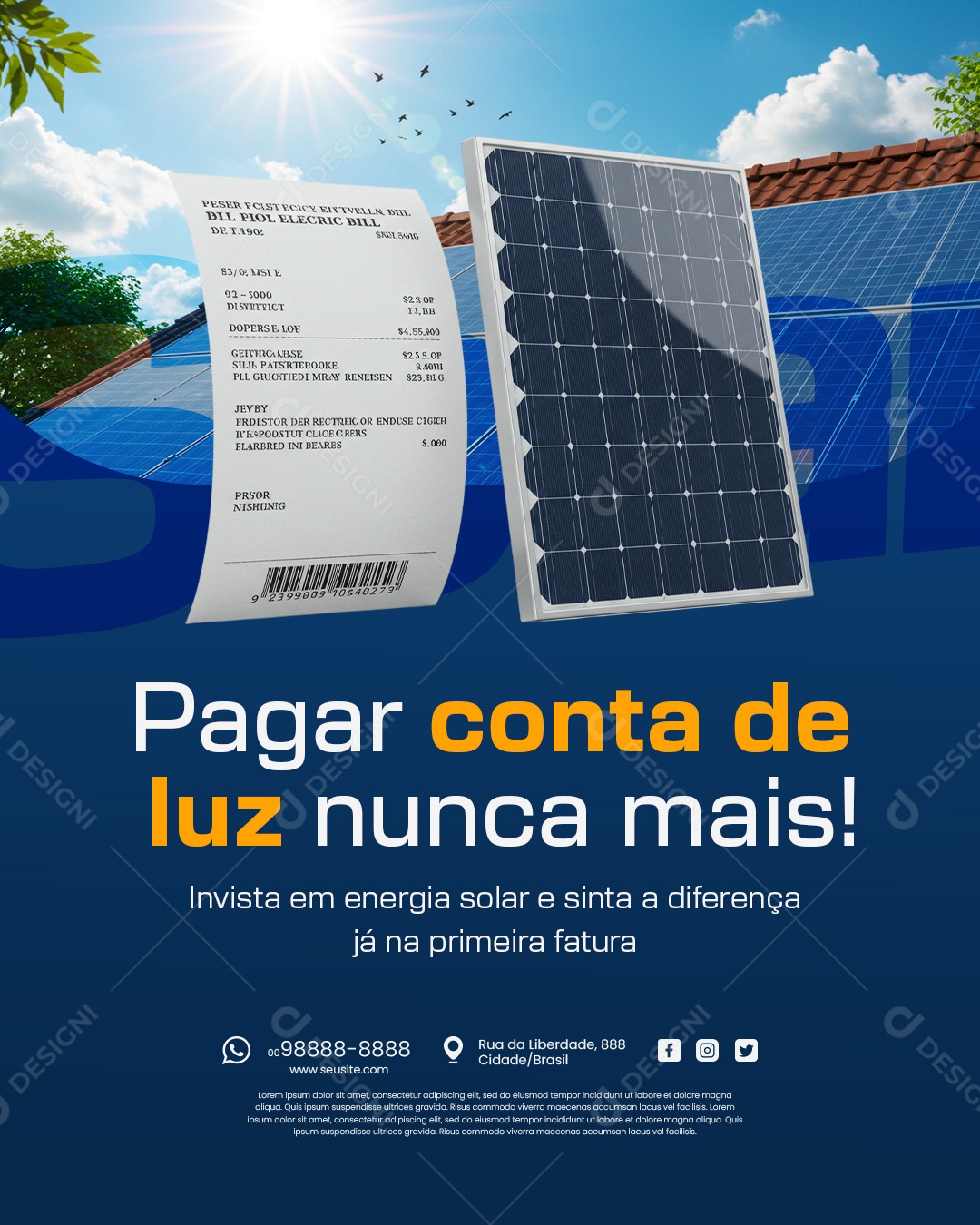 Energia Solar Mais Energia para Bombear Social Media PSD Editável